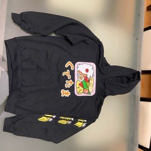 Gudetama The Lazy Egg Sanrio Black Hoodie Size Small